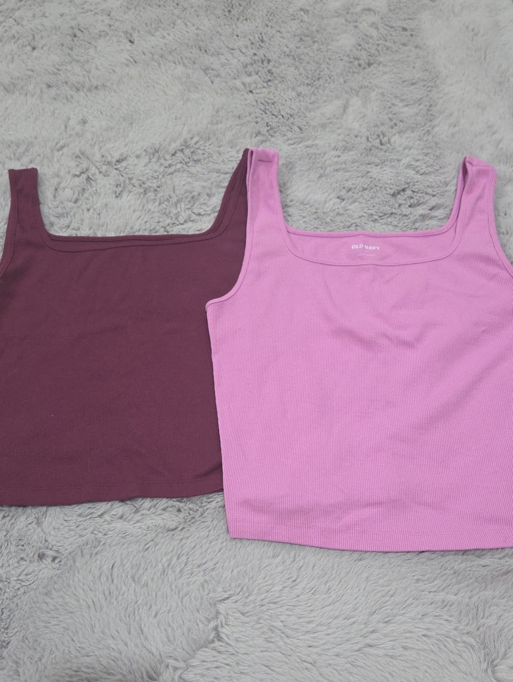 Two Old Navy Ribbed Square-Neck Tank Tops